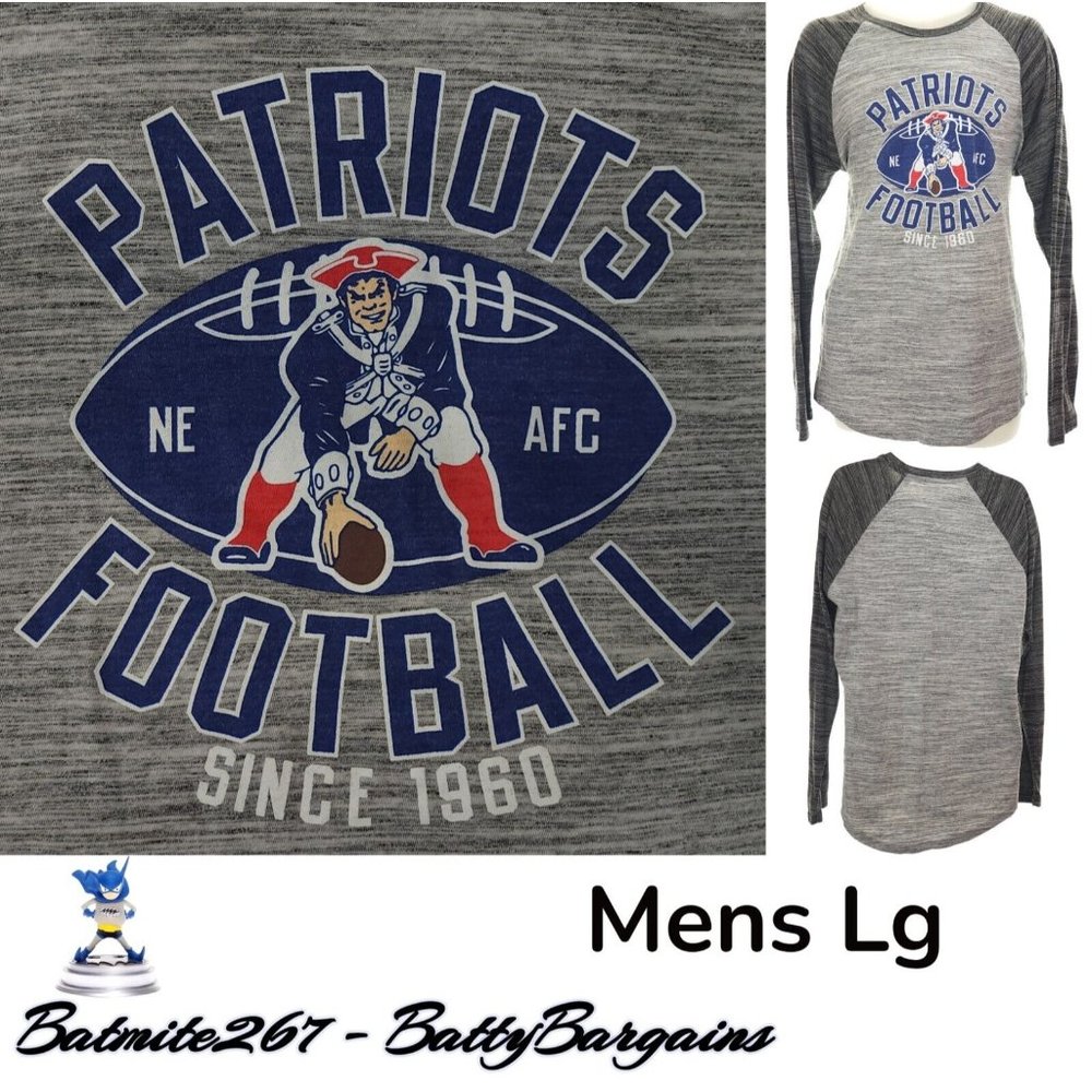 New England Patriots L/S Mens L Jersey T Shirt NFL Football Longer Length T